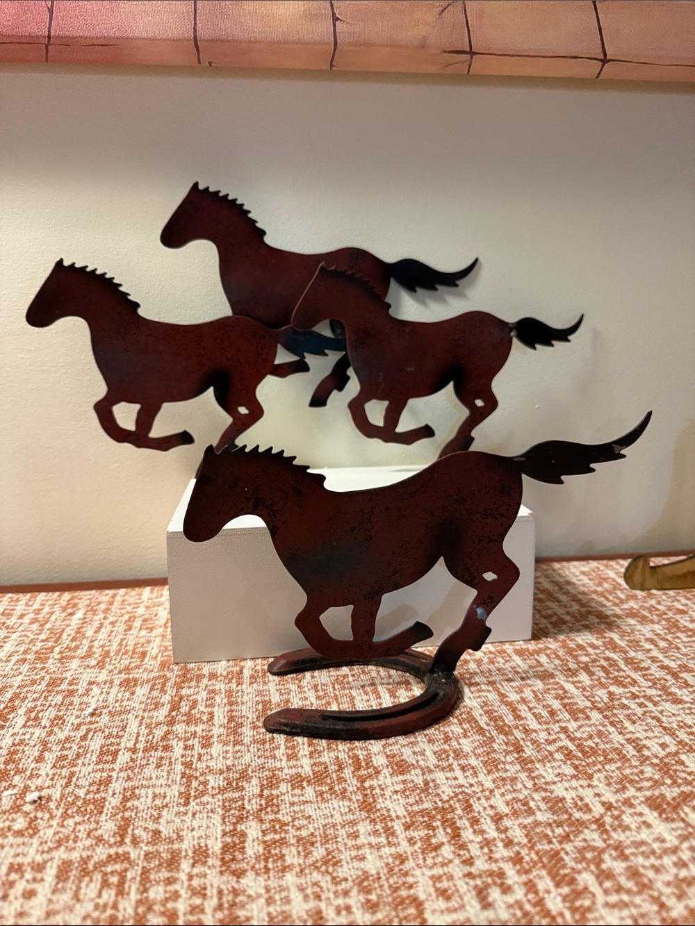 2 Piece Vintage 3D Metal Running Wild Wall Horses 4 Horses